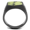 WildKlass Stainless Steel Ring IP Light Black (IP Gun) Men Semi-Precious Topaz-WildKlass Jewelry
