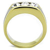 WildKlass Stainless Steel Ring Two-Tone IP Gold Men Top Grade Crystal Clear-WildKlass Jewelry