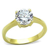 WildKlass Stainless Steel Solitaire Ring IP Gold Women AAA Grade CZ Clear-WildKlass Jewelry
