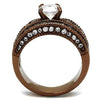WildKlass Stainless Steel Ring IP Coffee Light Women AAA Grade CZ Clear-WildKlass Jewelry