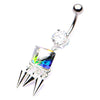 WildKlass Square Vitrail Gem Dangle Charm Belly Ring (14g 7/16")-WildKlass Jewelry