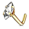 WildKlass Marquise CZ Top 316L Surgical Steel L Bend Nose Stud Rings-WildKlass Jewelry