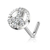 WildKlass CZ Paved Peace Symbol 316L Surgical Steel L Bend Nose Stud Rings-WildKlass Jewelry
