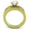 WildKlass Stainless Steel Ring IP Gold Women AAA Grade CZ Clear-WildKlass Jewelry