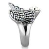 WildKlass Stainless Steel Winged Ring High Polished (no Plating) Women Top Grade Crystal Clear-WildKlass Jewelry