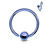 One Side Fixed Ball Ring IP Over 316L Surgical Steel WildKlass for Ear Cartilage, Nose and More-WildKlass Jewelry