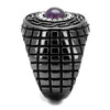 WildKlass Stainless Steel Ring IP Light Black (IP Gun) Men Semi-Precious Amethyst-WildKlass Jewelry