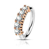 WildKlass 316L Surgical Steel Bendable Hoop Ring with 5 Lined CZ-WildKlass Jewelry