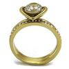 WildKlass Stainless Steel Ring IP Gold Women AAA Grade CZ Clear-WildKlass Jewelry
