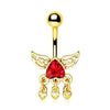Gold Plated Reverse Winged Heart Navel Ring-WildKlass Jewelry