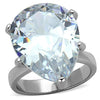 WildKlass Stainless Steel Ring High Polished (no Plating) Women AAA Grade CZ Clear-WildKlass Jewelry