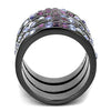 WildKlass Stainless Steel Ring IP Light Black (IP Gun) Women Top Grade Crystal Multi Color-WildKlass Jewelry