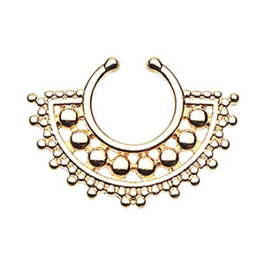 Golden Divine Filigree WildKlass Fake Septum Clip-On Ring-WildKlass Jewelry