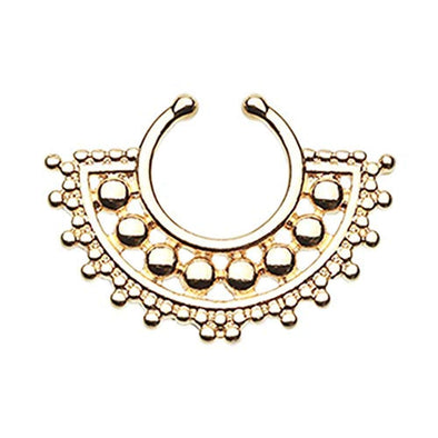 Golden Divine Filigree WildKlass Fake Septum Clip-On Ring-WildKlass Jewelry
