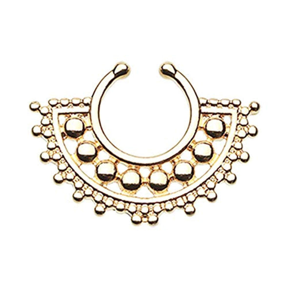 Golden Divine Filigree WildKlass Fake Septum Clip-On Ring-WildKlass Jewelry