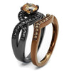 WildKlass Stainless Steel Ring IP Light Black & IP Light Coffee Women AAA Grade CZ Champagne-WildKlass Jewelry