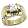WildKlass Stainless Steel Ring IP GoldMen AAA Grade CZ Clear-WildKlass Jewelry