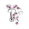 Triple Gemmed Butterflies with 316L Surgical Steel Top Down Navel (Sold by Piece)-WildKlass Jewelry