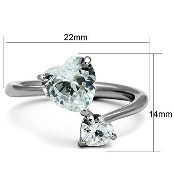 WildKlass Stainless Steel Ring High Polished Women AAA Grade CZ Clear-WildKlass Jewelry