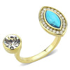 WildKlass Stainless Steel Ring IP Gold Women Synthetic Turquoise-WildKlass Jewelry