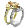 WildKlass Stainless Steel Ring Two-Tone IP Gold Women AAA Grade CZ Champagne-WildKlass Jewelry