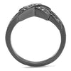 WildKlass Stainless Steel Ring IP Light Black (IP Gun) Women AAA Grade CZ Clear-WildKlass Jewelry
