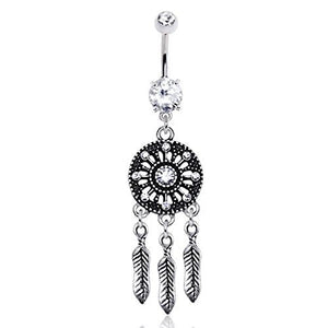 316L Stainless Steel Free Spirit Dream Catcher WildKlass Navel Ring-WildKlass Jewelry