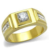 WildKlass Stainless Steel Ring Two-Tone IP Gold Men AAA Grade CZ Clear-WildKlass Jewelry