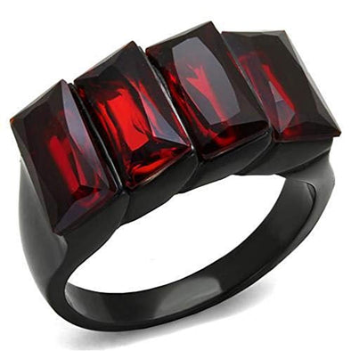 WildKlass Stainless Steel Ring IP Black Women Synthetic Siam-WildKlass Jewelry