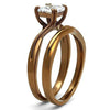 WildKlass Stainless Steel Ring IP Coffee Light Women AAA Grade CZ Clear-WildKlass Jewelry