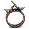 WildKlass Stainless Steel Ring IP Light Black & IP Light Coffee Women Top Grade Crystal Clear-WildKlass Jewelry