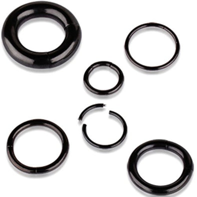 Black PVD Plated 316L Surgical Steel Circular Segment Ring (Sold Individually)-WildKlass Jewelry