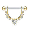 WildKlass Star CZ Center with Lined Prong Set CZs Dangle 316L Surgical Steel Nipple Rings-WildKlass Jewelry