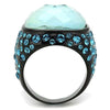 WildKlass Stainless Steel Ring IP Black Women Synthetic Sea Blue-WildKlass Jewelry