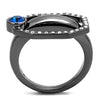 WildKlass Stainless Steel Ring IP Light Black (IP Gun) Women Top Grade Crystal Capri Blue-WildKlass Jewelry