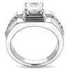 WildKlass Stainless Steel Ring High Polished Men AAA Grade CZ Clear-WildKlass Jewelry