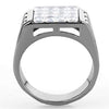 WildKlass Stainless Steel Ring High Polished (no Plating) Men AAA Grade CZ Clear-WildKlass Jewelry