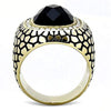 WildKlass Stainless Steel Ring IP GoldMen Synthetic Jet-WildKlass Jewelry