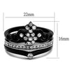 WildKlass Stainless Steel Ring Two-Tone IP Black Women AAA Grade CZ Clear-WildKlass Jewelry
