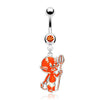 Orange Baby Devil WildKlass Navel Ring w/ 1-Gem (Sold by Piece)-WildKlass Jewelry