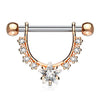 WildKlass Star CZ Center with Lined Prong Set CZs Dangle 316L Surgical Steel Nipple Rings-WildKlass Jewelry