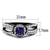 WildKlass Stainless Steel Ring Two-Tone IP Black Women AAA Grade CZ Tanzanite-WildKlass Jewelry