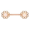 Rose Gold Plated Synthetic Opal Flower WildKlass Nipple Bar-WildKlass Jewelry