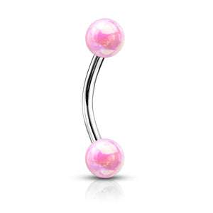 Metallic AB Coating Balls Over 316L Surgical Steel WildKlass Curved Barbells for Eyebrow, Daith and More-WildKlass Jewelry