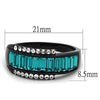 WildKlass Stainless Steel Ring IP Black Women Top Grade Crystal Blue Zircon-WildKlass Jewelry