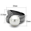 WildKlass Stainless Steel Ring IP Light Black (IP Gun) Women Synthetic White-WildKlass Jewelry