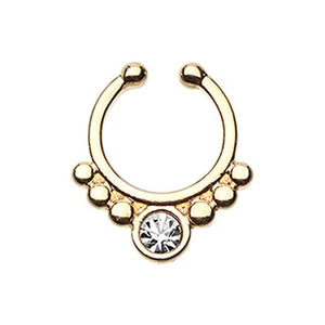 Golden Gem Grandiose WildKlass Fake Septum Clip-On Ring-WildKlass Jewelry