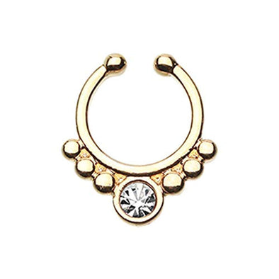Golden Gem Grandiose WildKlass Fake Septum Clip-On Ring-WildKlass Jewelry