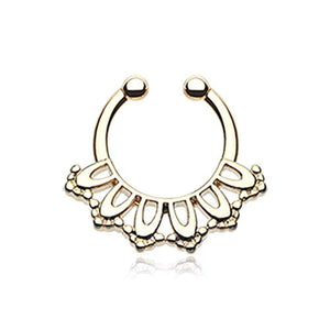 Golden Kaltik Filigree WildKlass Fake Septum Clip-On Ring-WildKlass Jewelry
