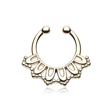 Golden Kaltik Filigree WildKlass Fake Septum Clip-On Ring-WildKlass Jewelry
